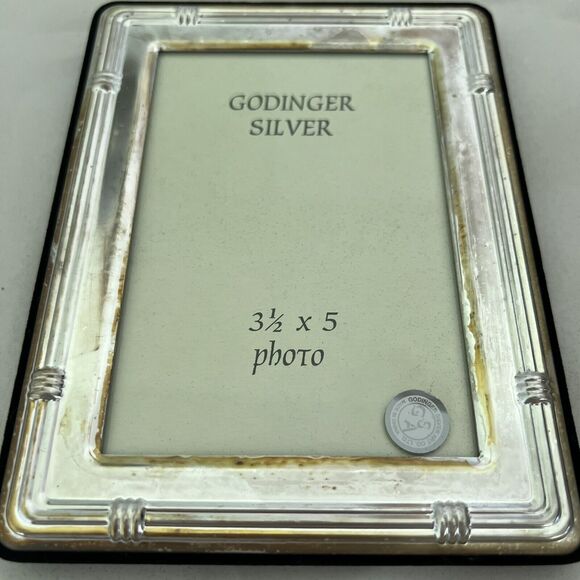 Godinger Silver Photo Picture Frame Classic holds 3.5x5 Photo easel Velvet Back - Picture 2 of 5